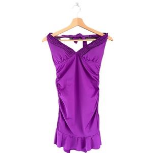 Kenneth Cole One Piece Skirted Ruffled Swimsuit, Women's Medium